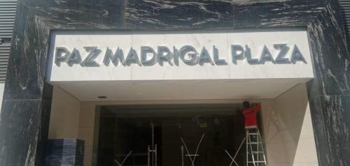 paz madrigal plaza | building signage| acrylic sign